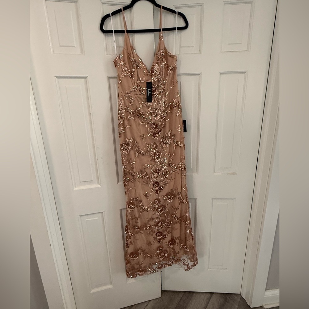 Lulu's Glittering Rose Gold Maxi Dress